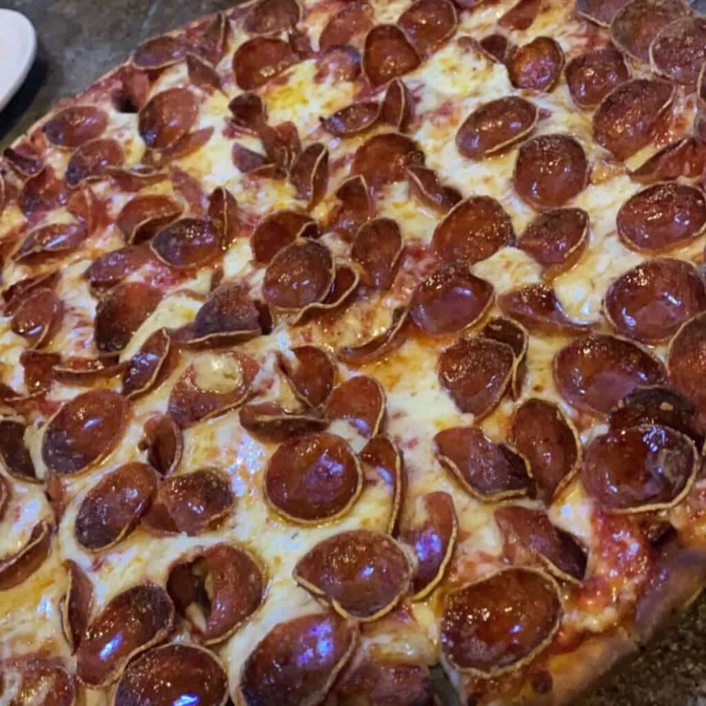 A pepperoni pizza from Gant's Pizza